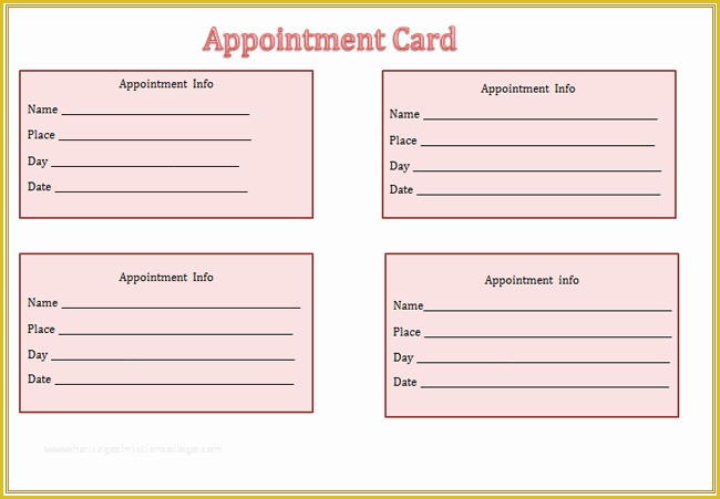 Appointment Reminder Cards Template Free Of Appointment Card Template Microsoft Word Templates