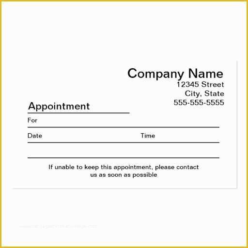 Appointment Reminder Cards Template Free Of Appointment Reminder Business Card