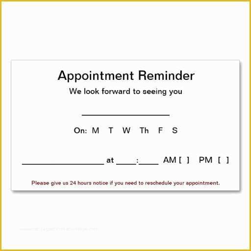 Appointment Reminder Cards Template Free Of Appointment Reminder Cards 100 Pack White Business Card