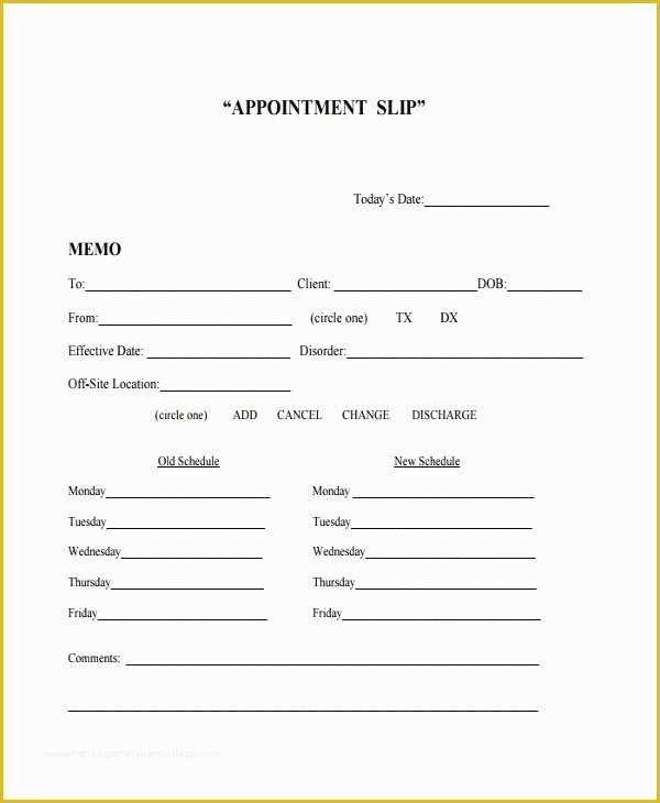 Appointment Reminder Cards Template Free Of Sample Appointment Slip Template 7 Free Documents