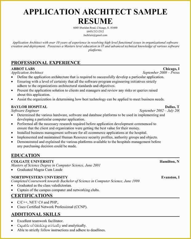 Architecture Resume Template Free Of Application Architect Resume Example Resume Panion
