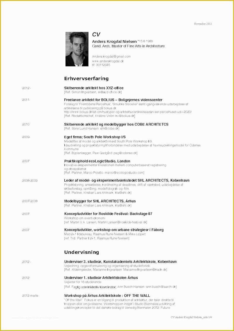 Architecture Resume Template Free Of Architect Cv