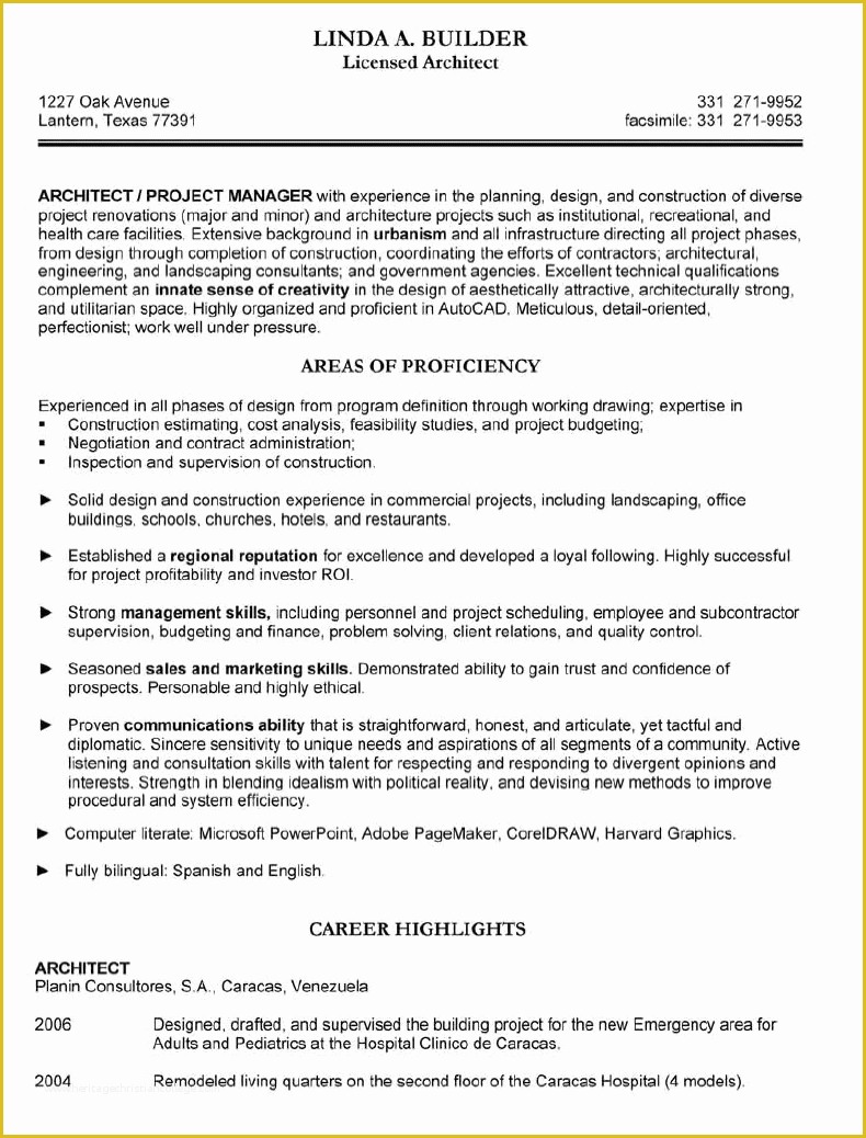 Architecture Resume Template Free Of Architect Resume Resume Cv Template Examples
