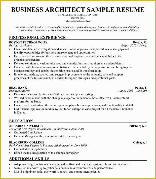 Architecture Resume Template Free Of Business Architect Resume Example Free Resume