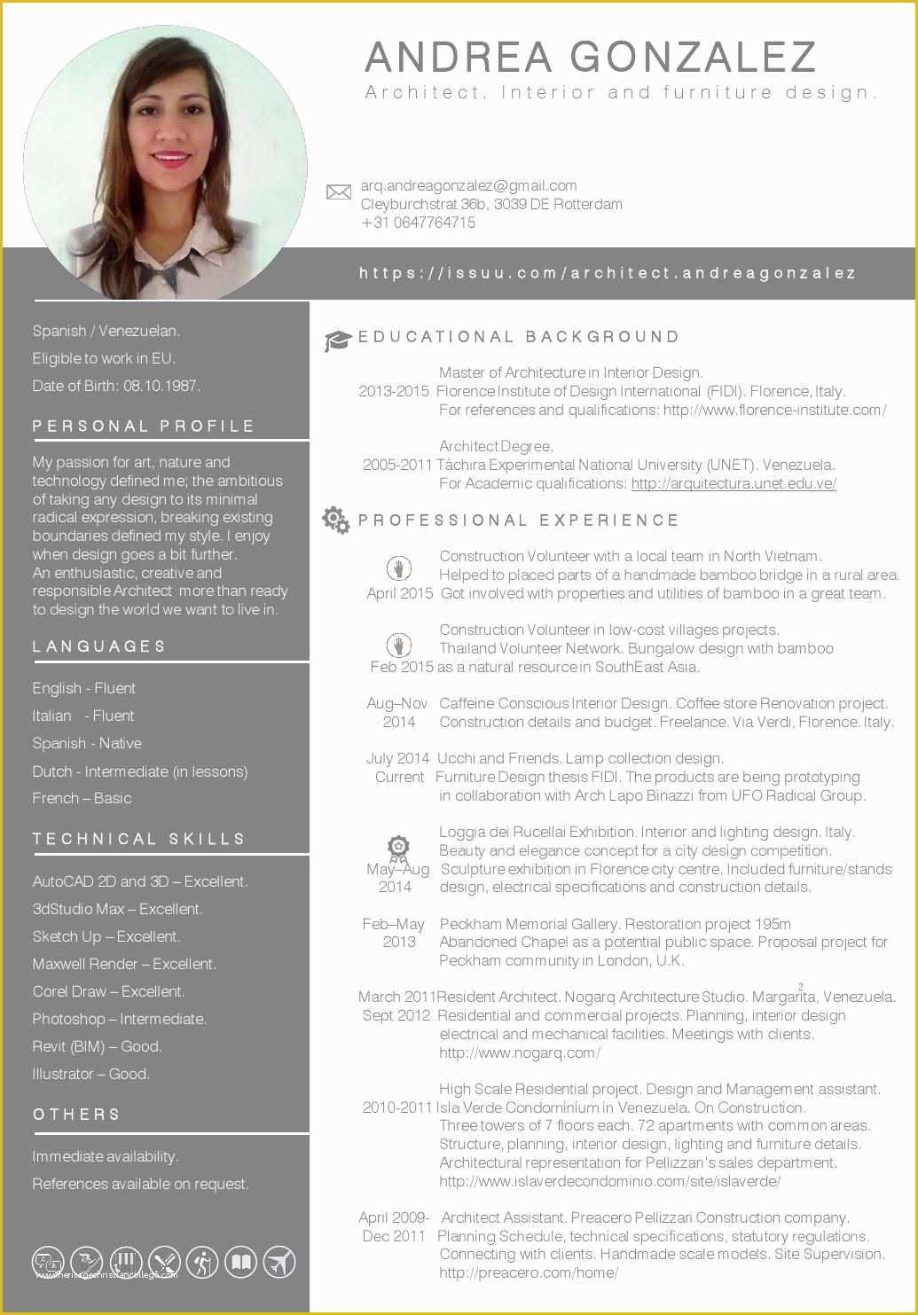 Architecture Resume Template Free Of Clipped issuu From andrea Gonzalez Architect Cv