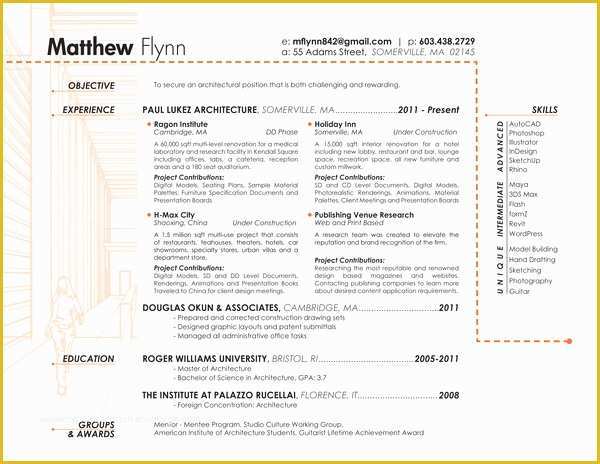 Architecture Resume Template Free Of Cv Template Architect