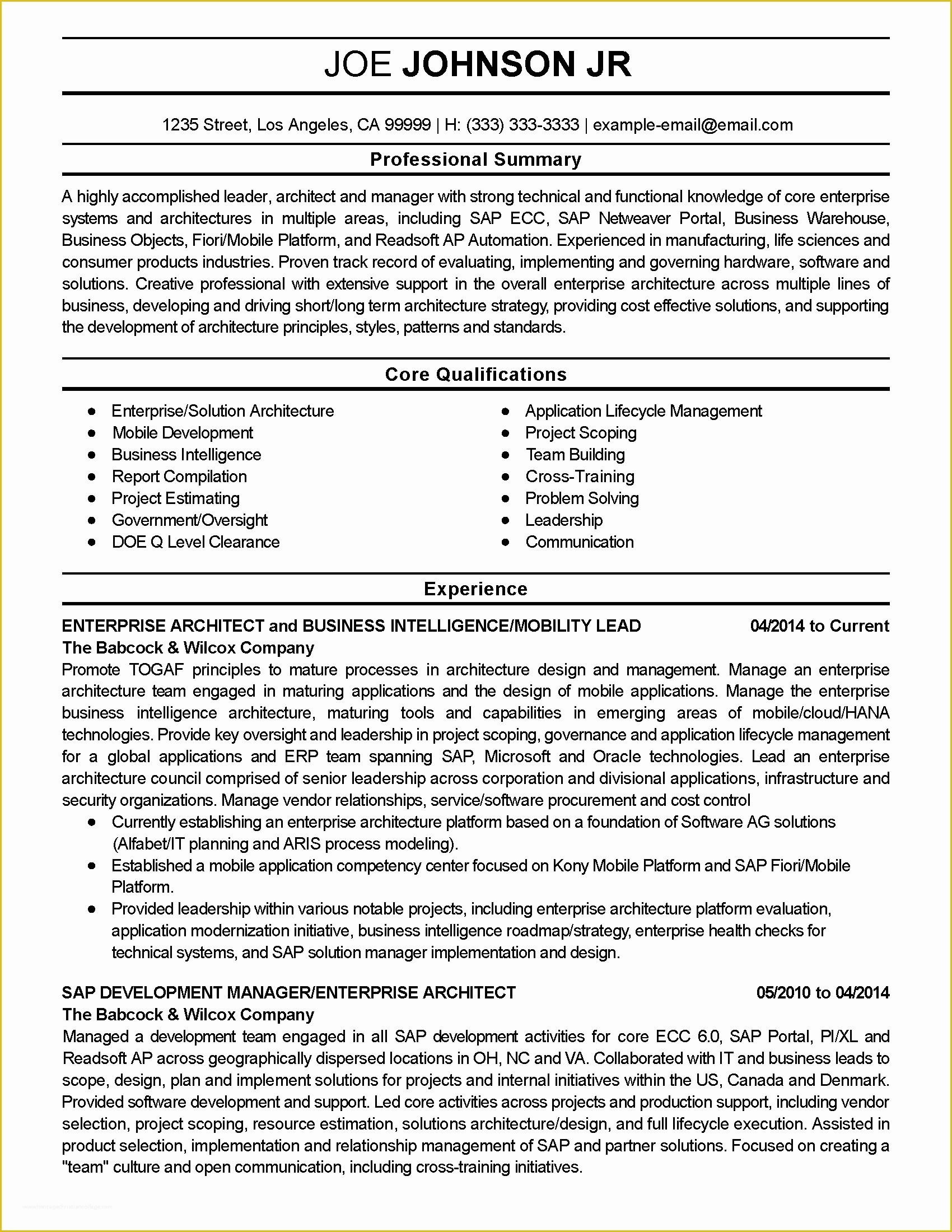 Architecture Resume Template Free Of Professional Enterprise Architect Templates to Showcase