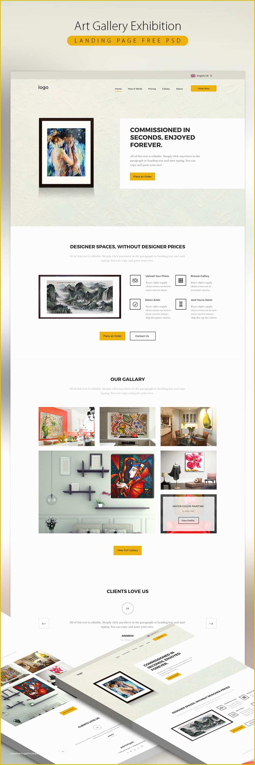 Art Gallery Websites Templates Free Of Art Gallery Exhibition Landing Page Free Psd Download Psd