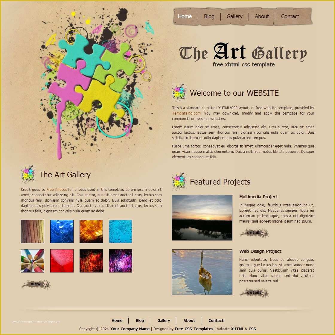 Art Gallery Websites Templates Free Of Art Gallery Template