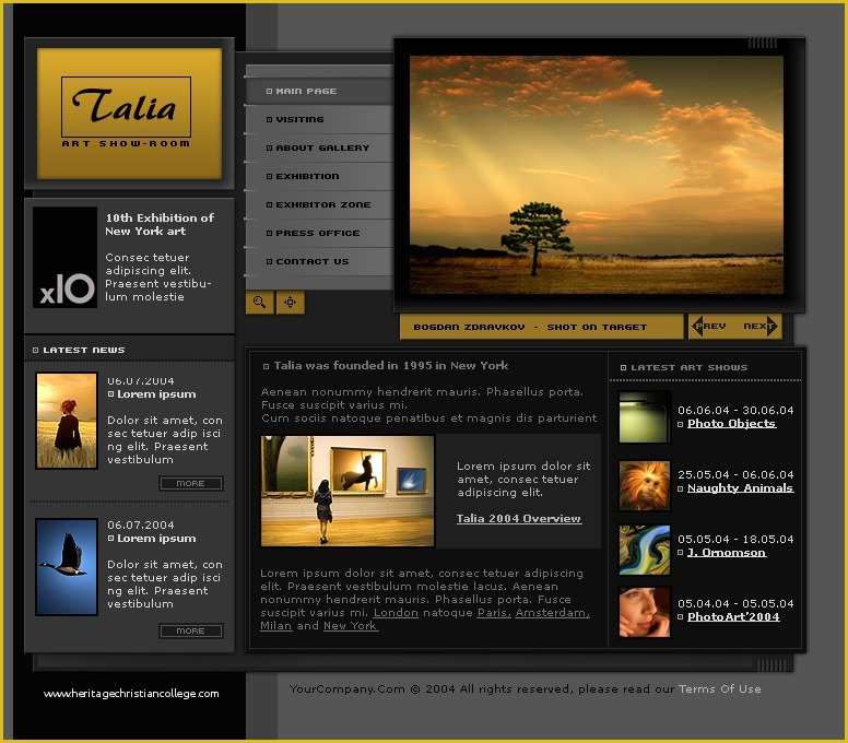 Art Gallery Websites Templates Free Of Art Gallery Website Template 6048