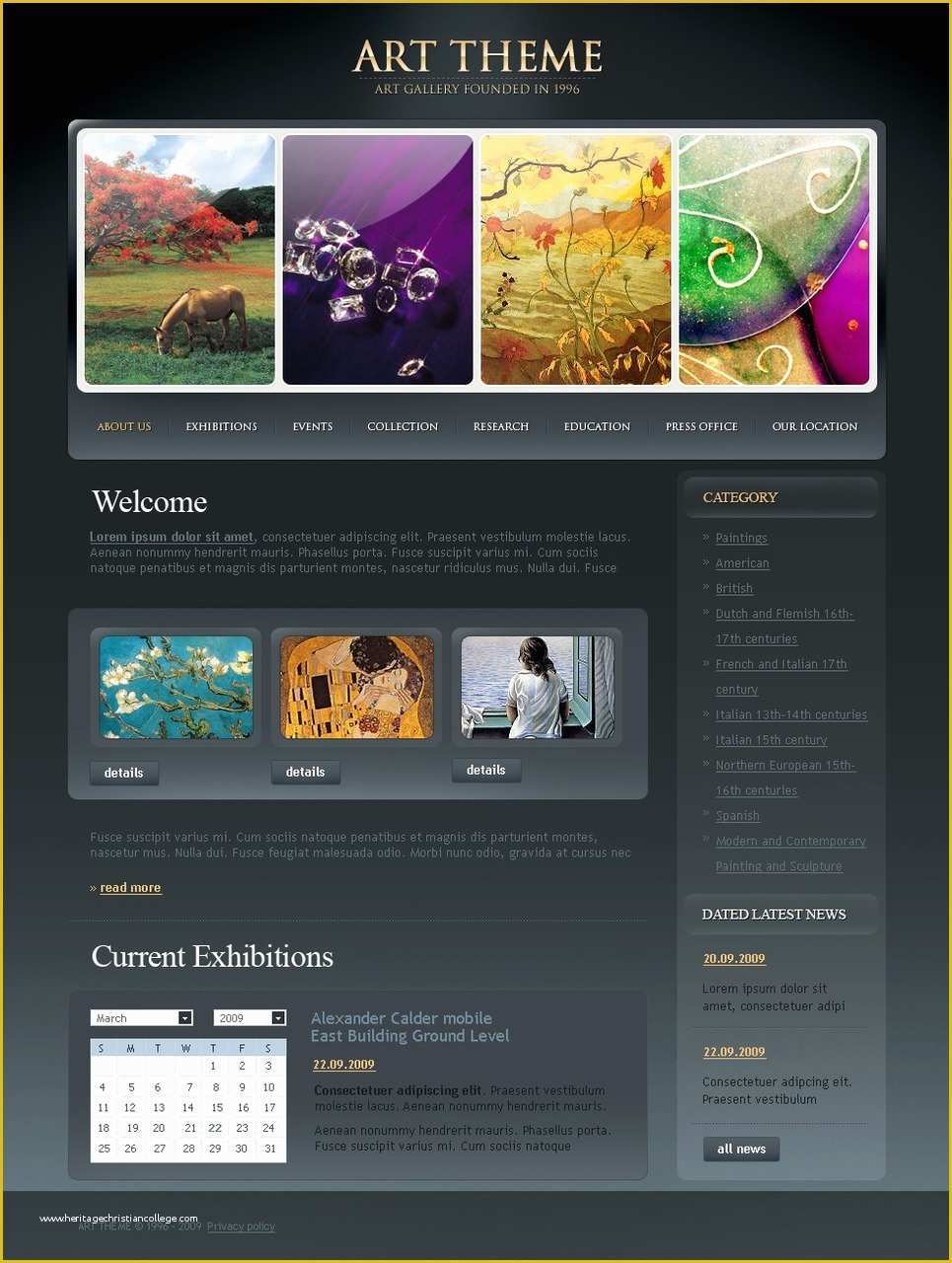 Art Gallery Websites Templates Free Of Art Gallery Website Template