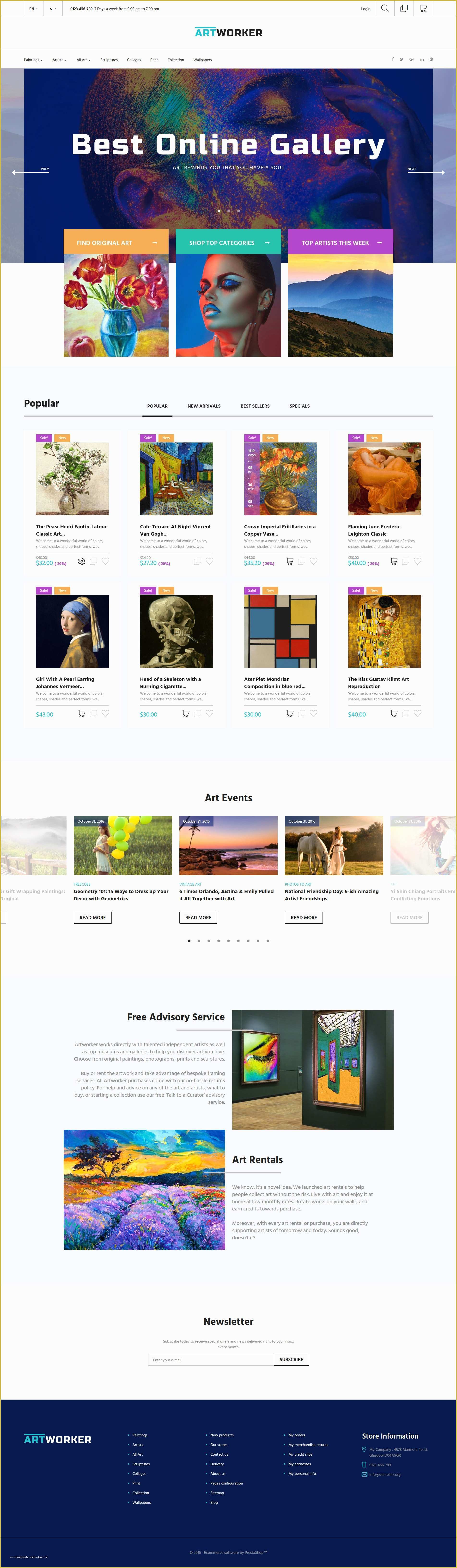 Art Gallery Websites Templates Free Of Artworker Line Gallery Prestashop theme