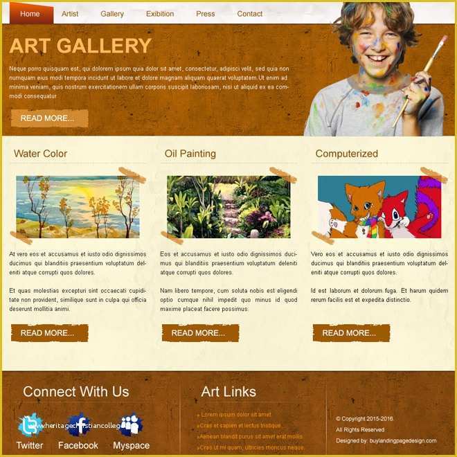 Art Gallery Websites Templates Free Of Best Art Gallery Website Template Design Psd for Sale