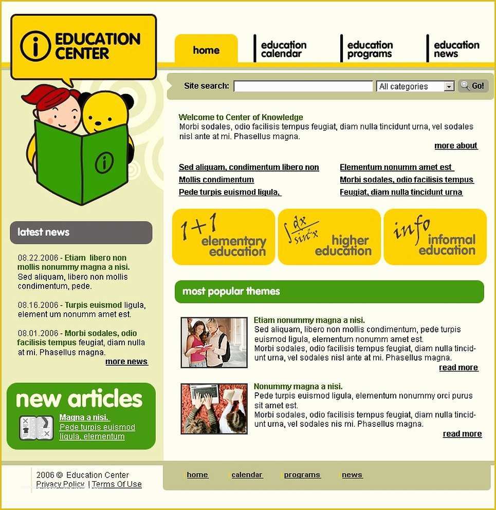 Article Website Template Free Download Of Educational Articles Website Template Web Design