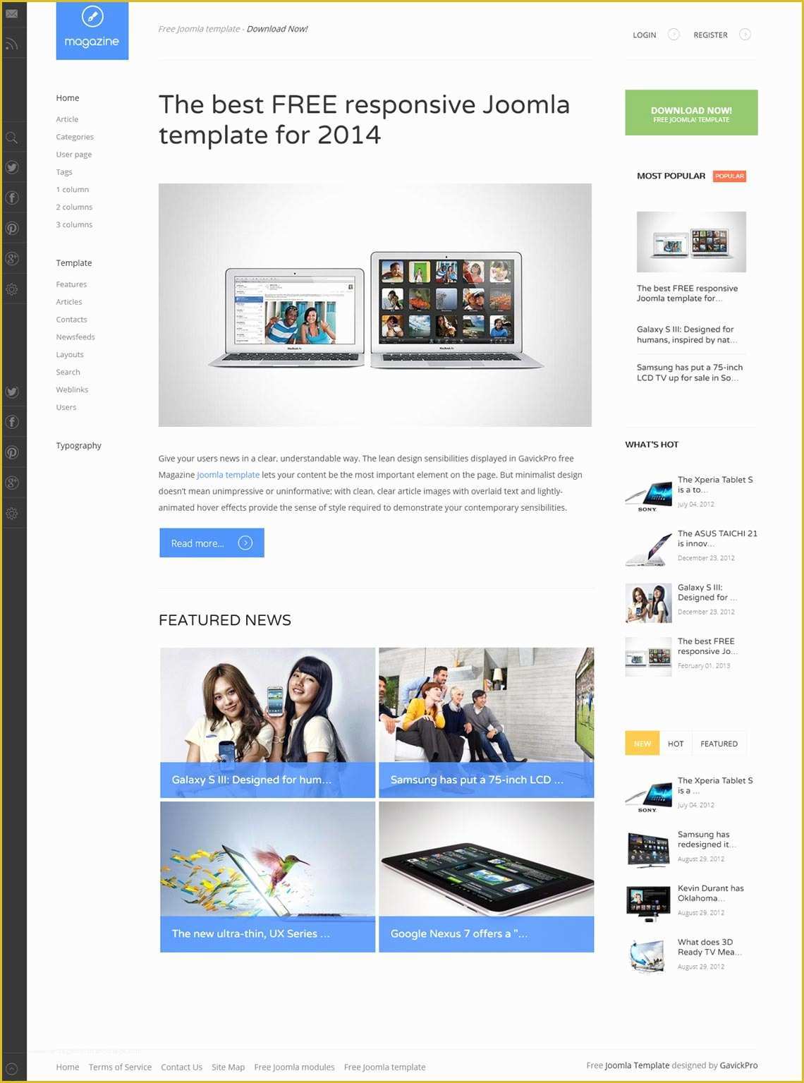Article Website Template Free Download Of Free Magazine Template for Joomla