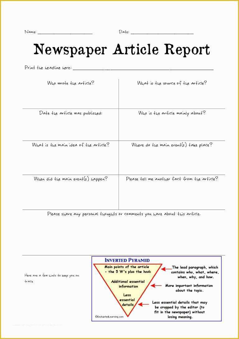 Article Website Template Free Download Of Newspaper Article Report