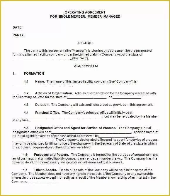 Articles Of organization Template Free Of 9 Sample Llc Operating Agreement Templates to Download