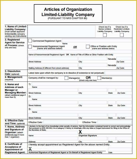 Articles Of organization Template Free Of 9 Sample Llc Operating Agreement Templates to Download