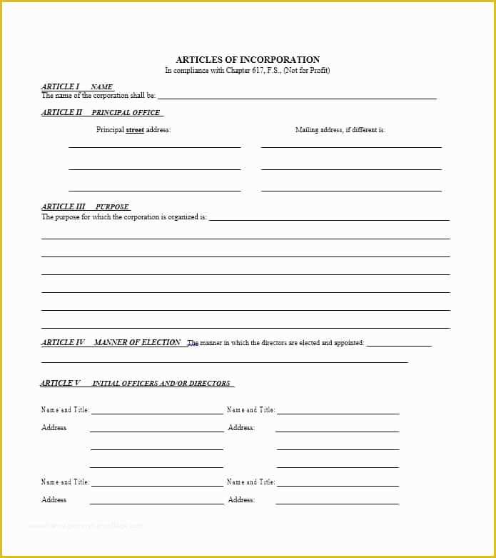 Articles Of organization Template Free Of Articles Of Incorporation 47 Templates for Any State