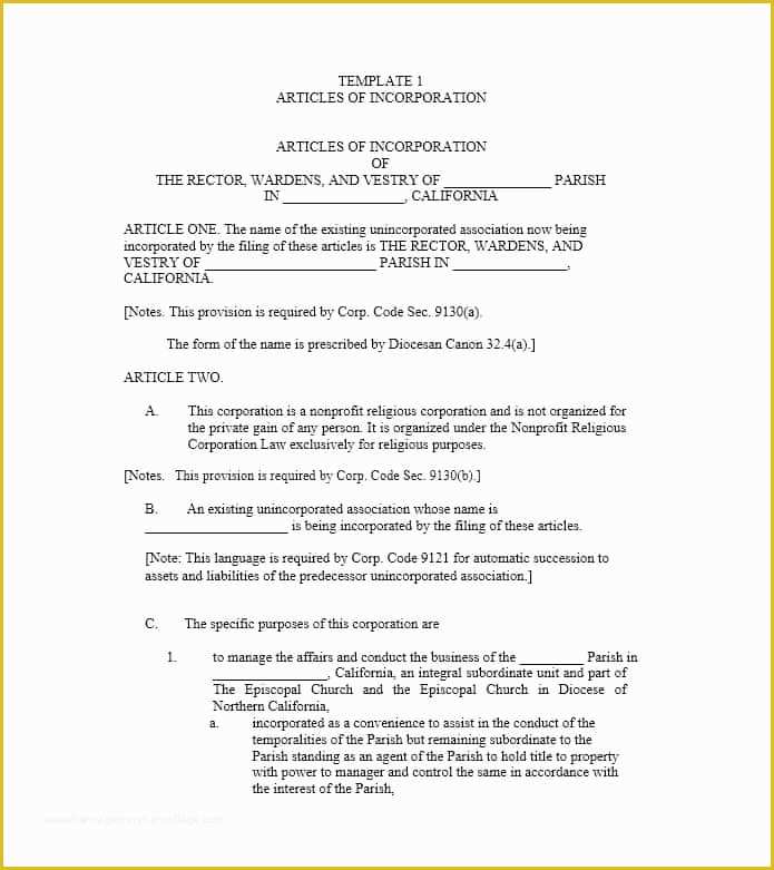 Articles Of organization Template Free Of Articles Of Incorporation 47 Templates for Any State