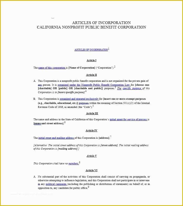 Articles Of organization Template Free Of Articles Of Incorporation 47 Templates for Any State