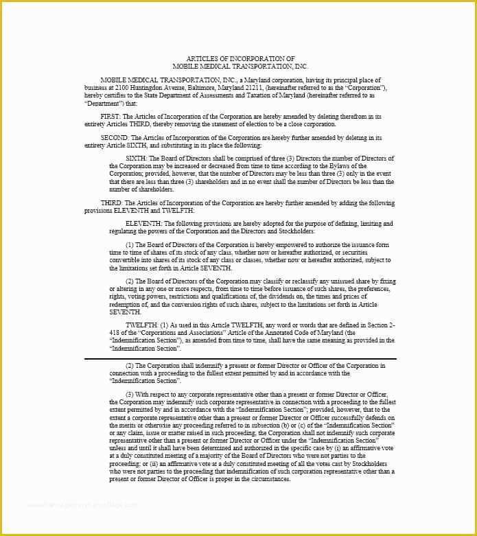 Articles Of organization Template Free Of Articles Of Incorporation 47 Templates for Any State