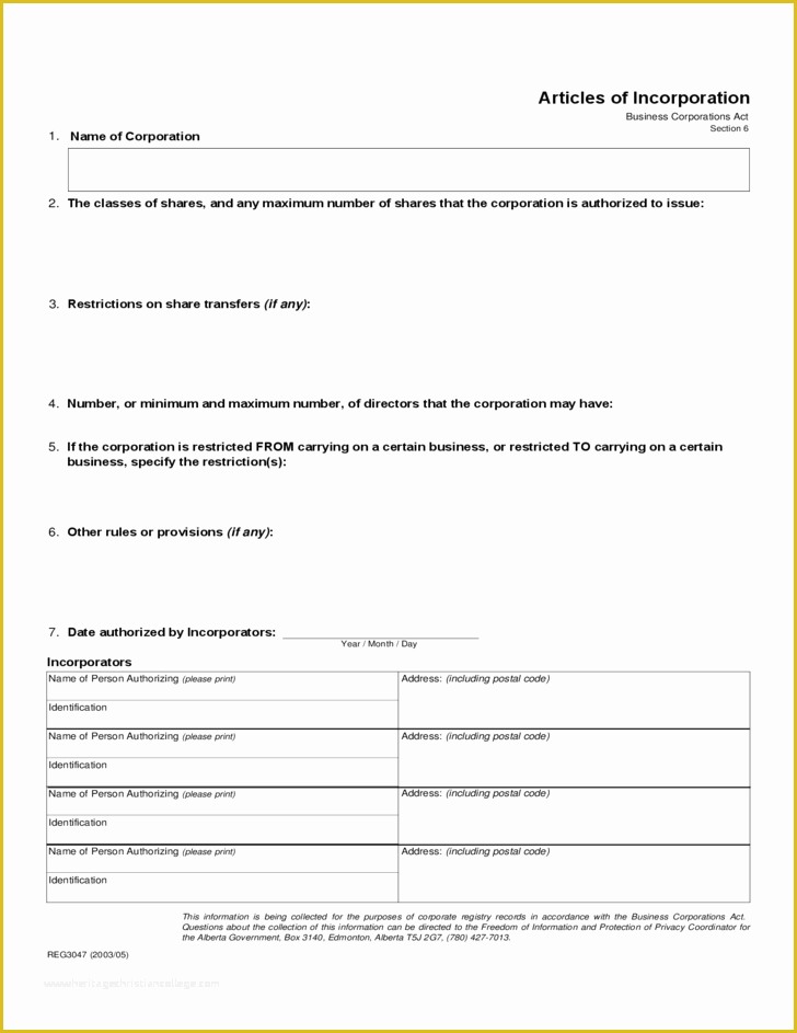 Articles Of organization Template Free Of Articles Of Incorporation Sample Template Free Download