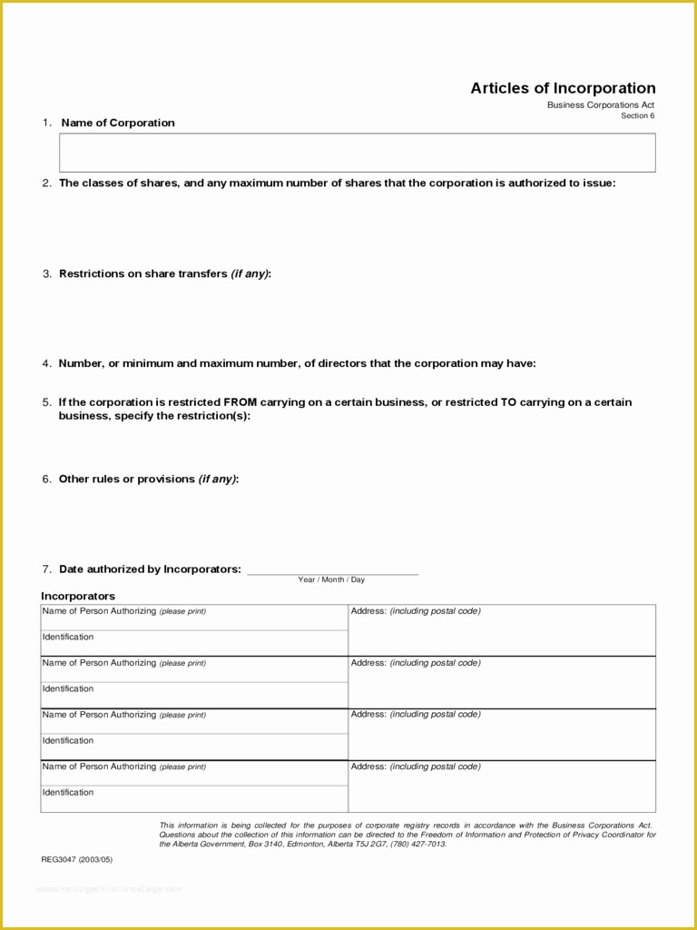 Articles Of organization Template Free Of Articles Of Incorporation Template 6 Free Templates In