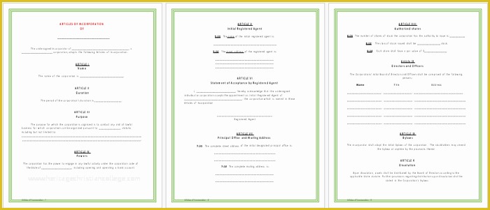 Articles Of organization Template Free Of Articles Of Incorporation Templates Printable forms for Word