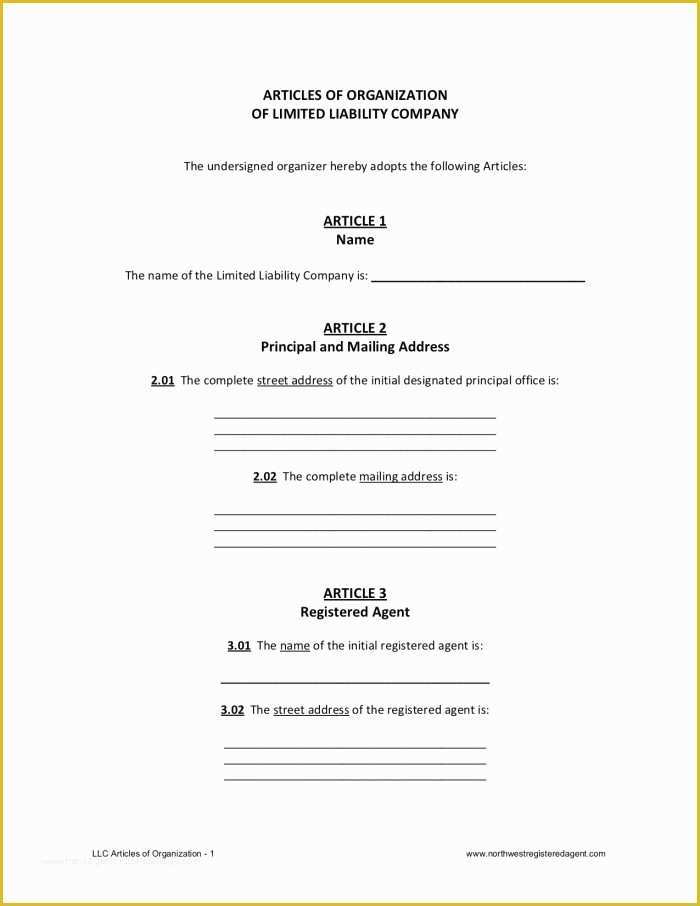 Articles Of organization Template Free Of Llc Articles Of organization Free Llc form for Filing