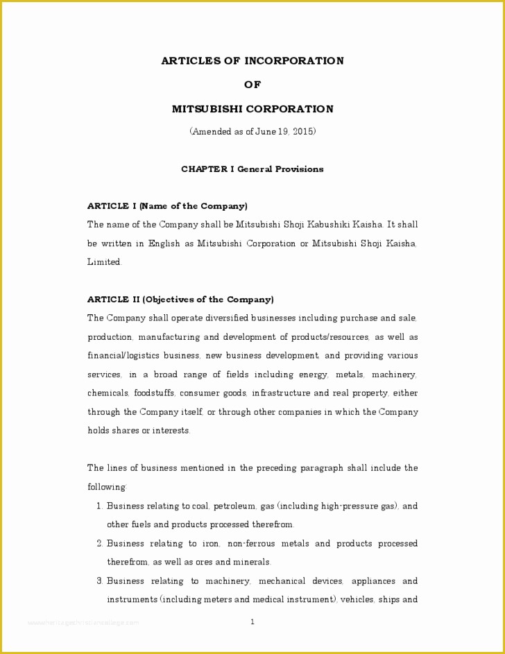 Articles Of organization Template Free Of Sample Articles Of Incorporation Template Free Download