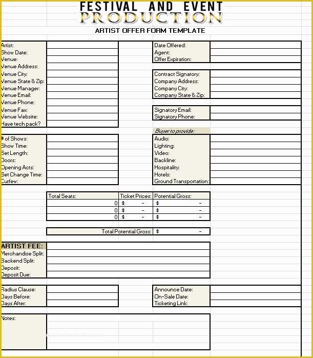 Artist Booking form Template Free Of Talent Buying and the Art Of Marking Up Artist Contracts