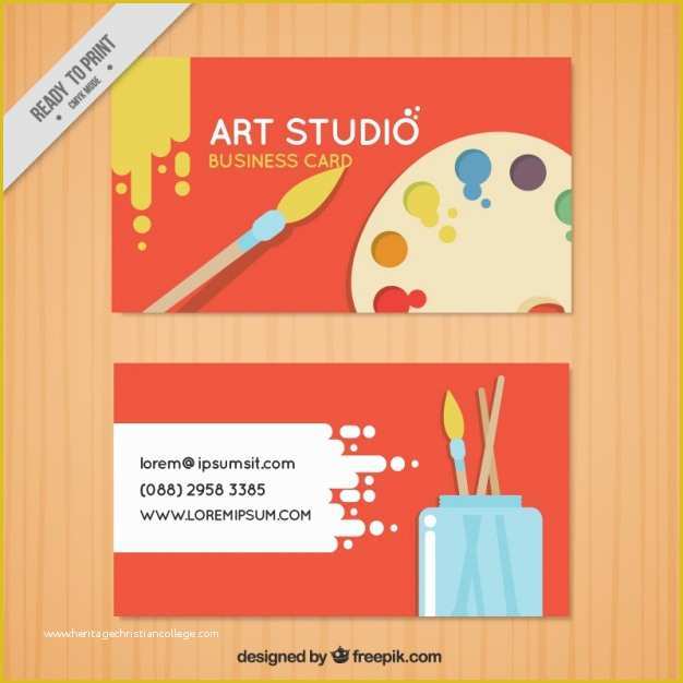 Artist Business Cards Templates Free Of Red Business Card Art Studio Vector