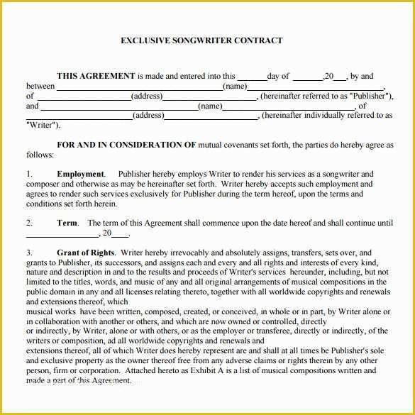 Artist Management Contract Template Free Download Of 20 Music Contract Templates Word Pdf Google Docs