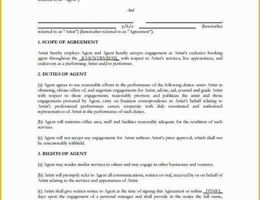 Artist Management Contract Template Free Download Of Artist Management Contract Template Free Download