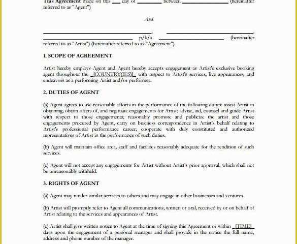 Artist Management Contract Template Free Download Of Artist Management Contract Template Free Download