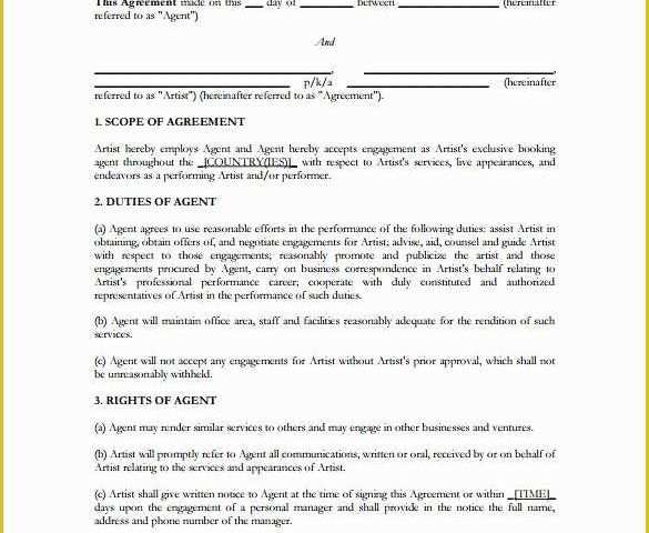 Artist Management Contract Template Free Download Of Artist Management Contract Template Free Download