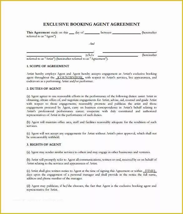 Artist Management Contract Template Free Download Of Artist Management Contract Template Free Download