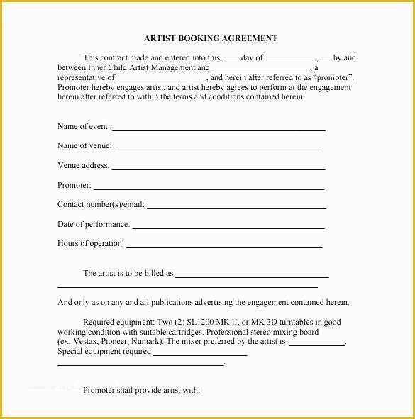 Artist Management Contract Template Free Download Of Booking Contract Template Wedding Venue Inspirations