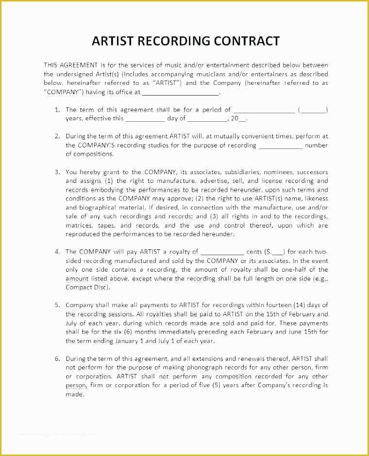 Artist Management Contract Template Free Download Of Patent Agreement Templates Free Word format Download