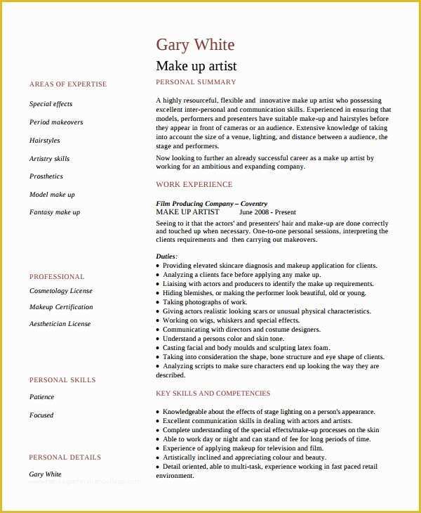 Artist Resume Template Free Of Artist Resume Template 7 Free Word Pdf Document