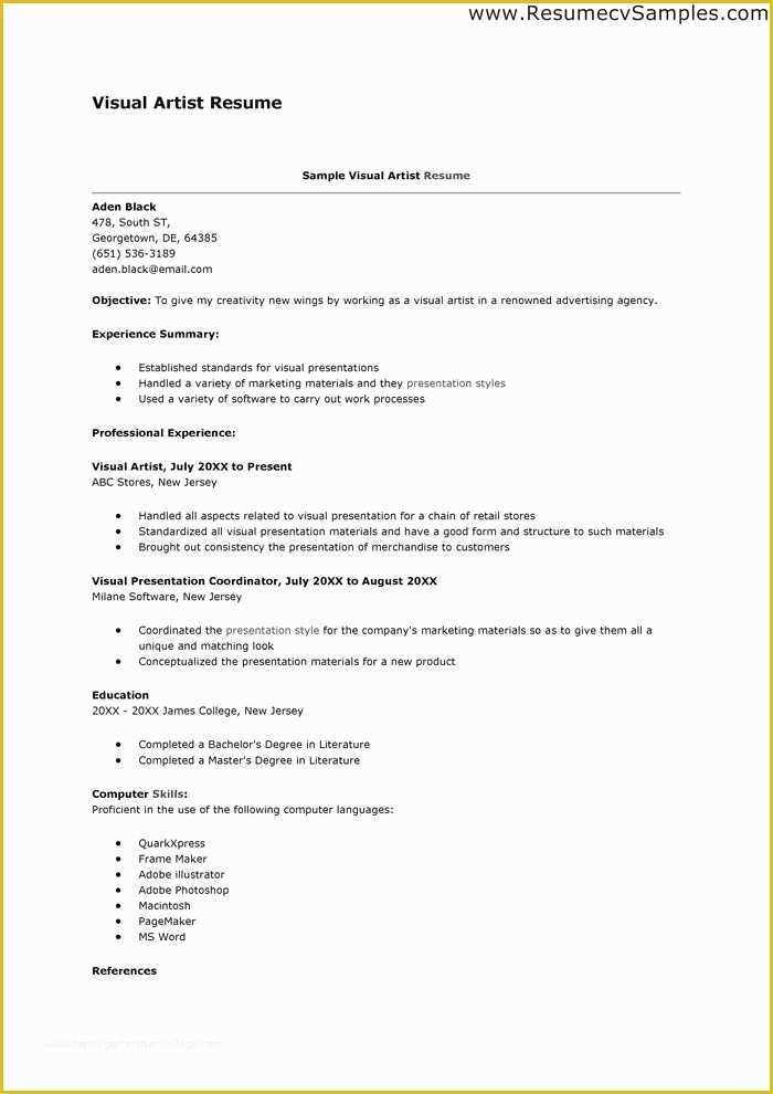 Artist Resume Template Free Of Game Artist Resume Best Resume Collection