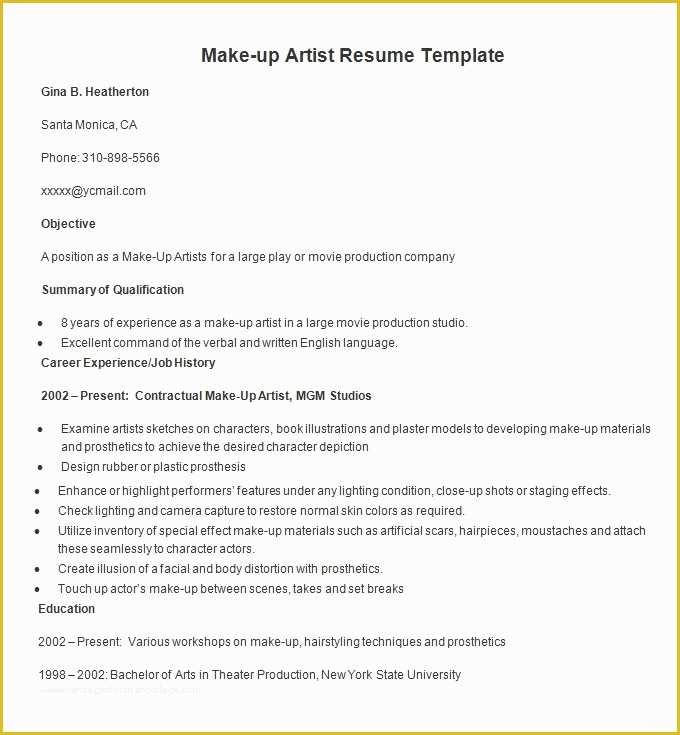 Artist Resume Template Free Of Resume Templates – 127 Free Samples Examples & format