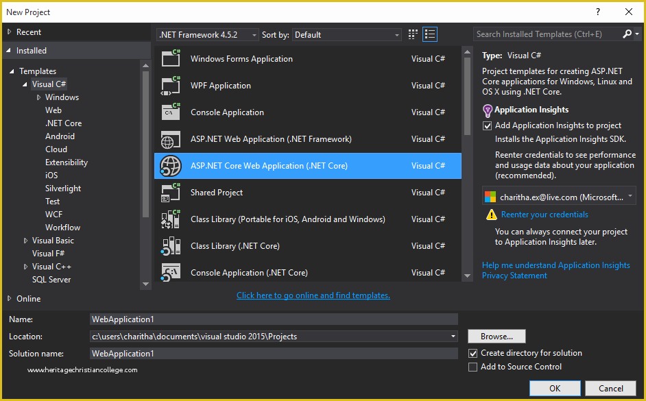 Asp Net Website Templates Free Download Of Vs 2015 Preview Missing "asp Net 5 Web Application