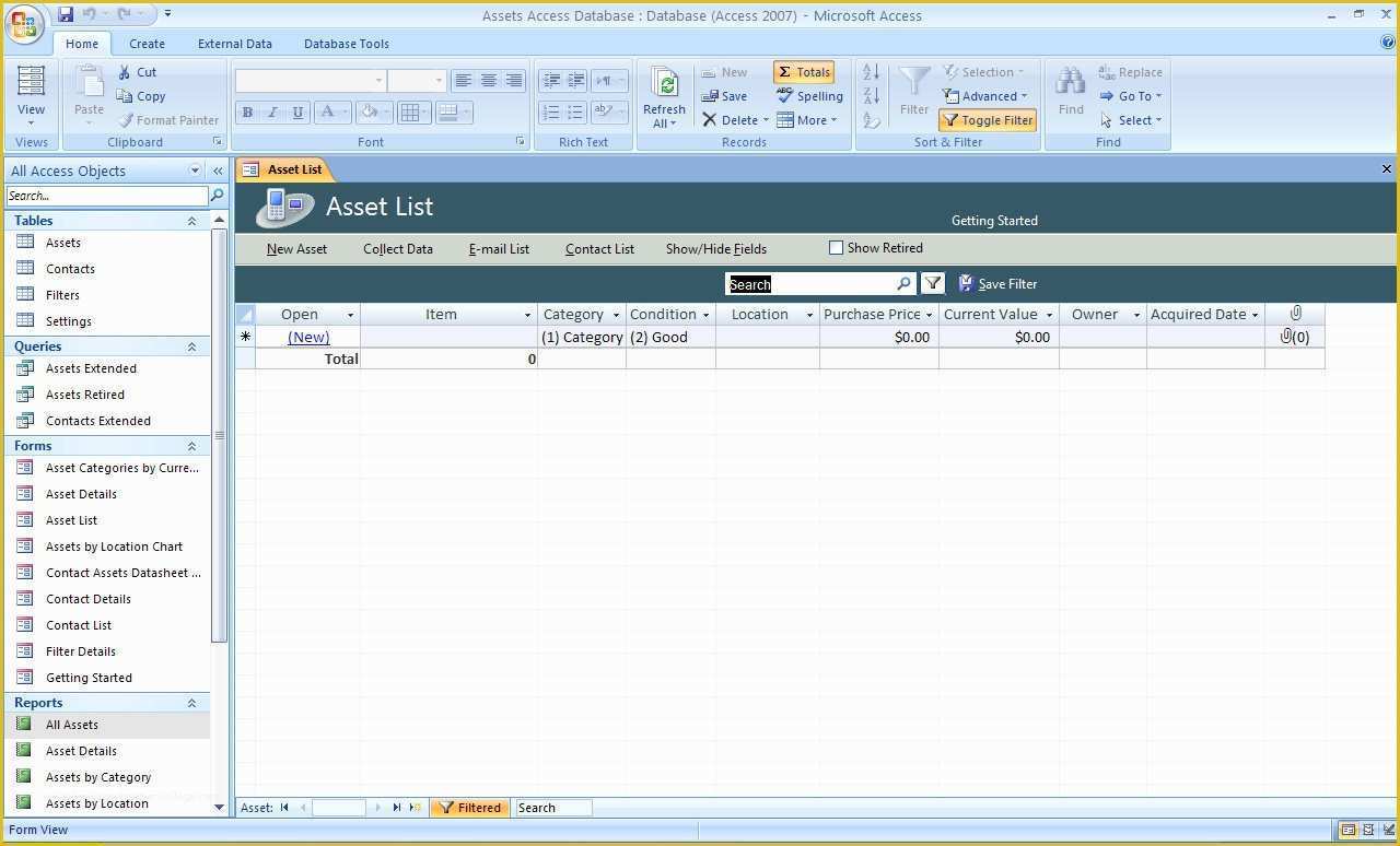 Asset Database Template Free Of Access Database Templates