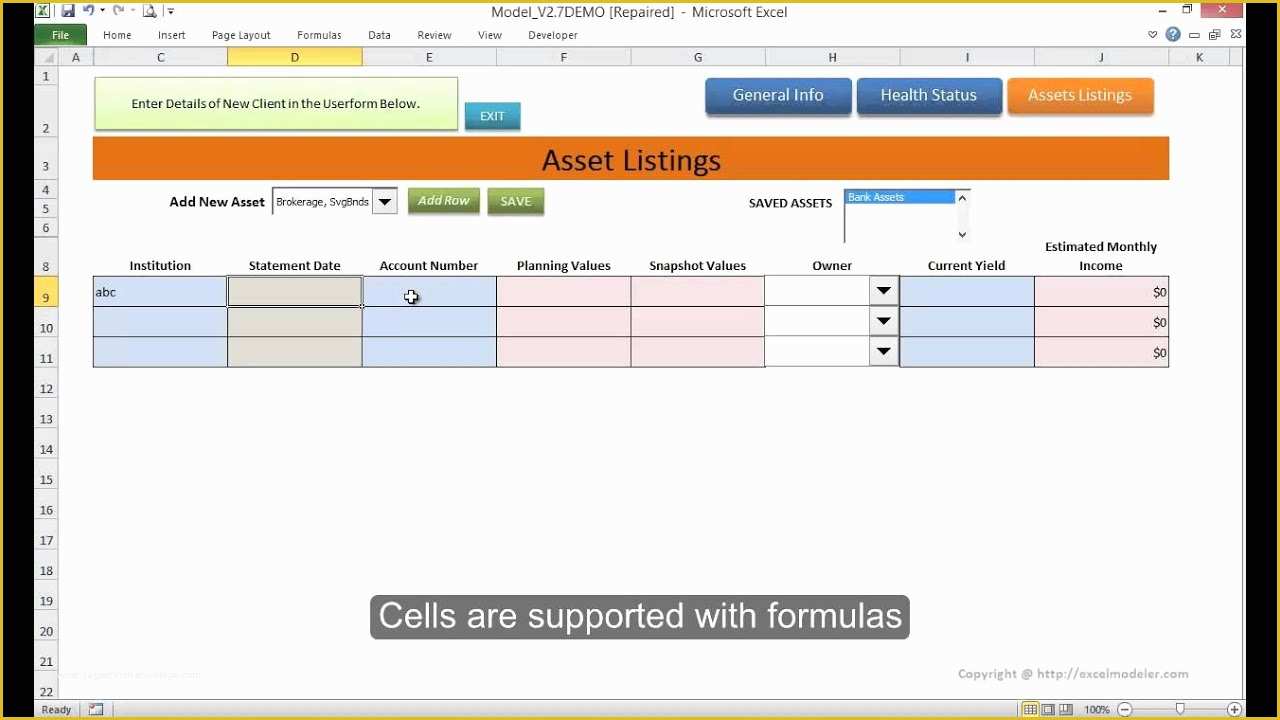 Asset Database Template Free Of Client asset Data Management tool In Excel