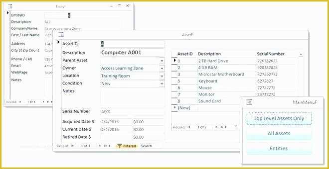 Asset Database Template Free Of Download Tracking Access Templates and Database Equipment