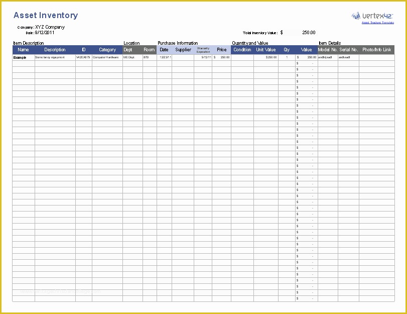 Asset Database Template Free Of Free asset Tracking Template for Excel by Vertex42