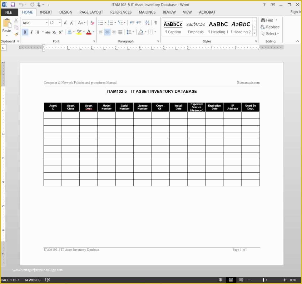 Asset Database Template Free Of It asset Inventory Database Log Template