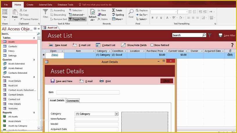 Asset Database Template Free Of Microsoft Access asset Tracking Management Database
